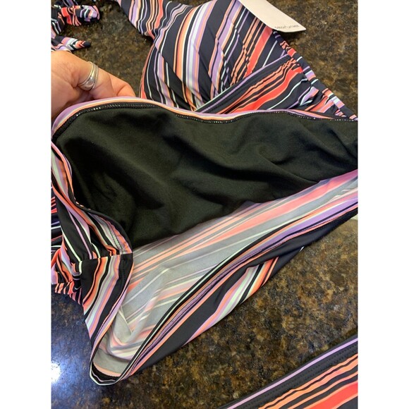 Gibson & Latimer Multi Molded Ruched Tie Neck Halterkini Swim Set XS NWT - Picture 4 of 10